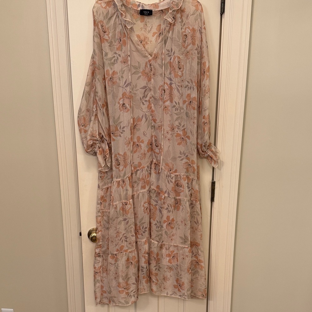 Vici Floral Long Sleeve Blush Maxi Dress